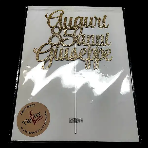 Auguri cake topper personnalisé en Italien