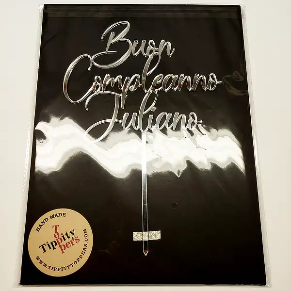 Buon Compleanno Cake Topper en Acrylique en Italien Pour Anniversaire