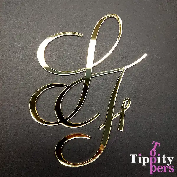 Cake charm de mariage personnalisé en acrylique avec initiales