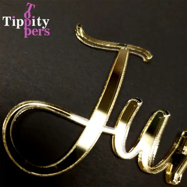 Cake Charms nom en acrylique or