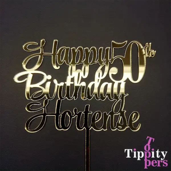 Acrylic Mirror Gold Custom Cake topper for 50th Birthday