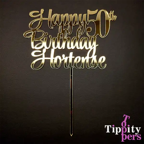 Acrylic Gold Cake topper for 50th Birthday