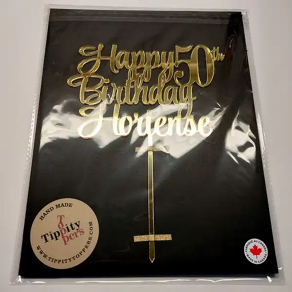 18K Gold Acrylic Cake topper for 50th Birthday