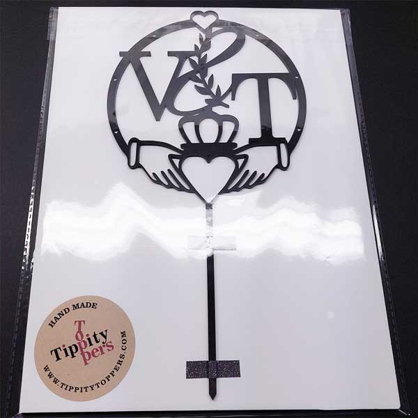 Cake topper de mariage en acrylique noir personnalisé