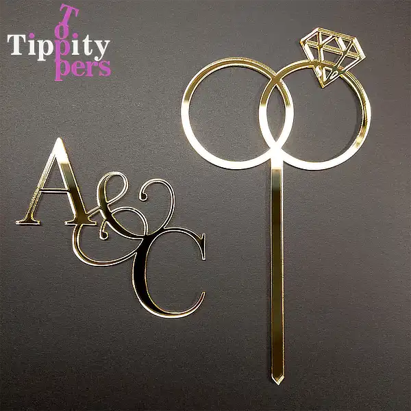 Cake topper et cake charm de engagement personnalise en acrylique