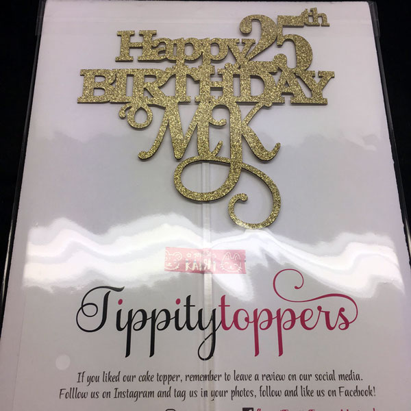 Cake topper personnalisé joyeux 25e anniversaire