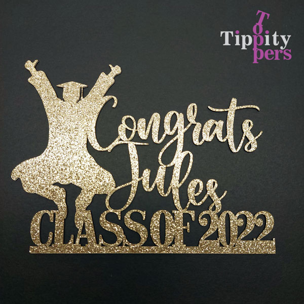 Cake topper personnalisé Félicitations Nom pour l'obtention du diplôme ou Prom