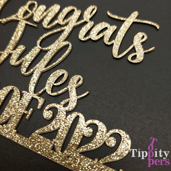 Cake topper personnalisé Félicitations Nom pour l'obtention du diplôme ou Prom