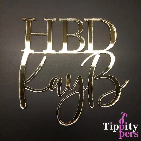 HBD cake charm en acrylique pour anniversaire