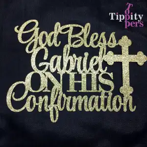 Cake Topper for Confirmation with name and Cross