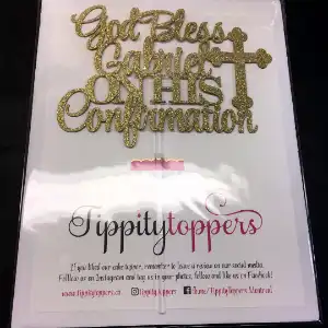 Cake Topper for Confirmation with name and Cross