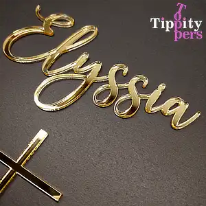 Personalized Acrylic Cake Charm Name and Cross Set