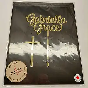 Acrylic Cake Topper with Name and cross charm set for Baptism cake