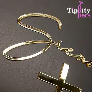 Personalized Acrylic Cake Charm Name and Cross Set