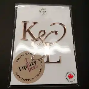 Cake Charm in Acrylic Rose Gold for Wedding with couple's initial
