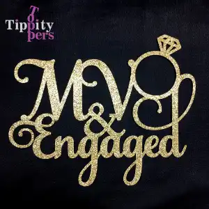 Cake Topper with initials and ring for Engagement Celebration