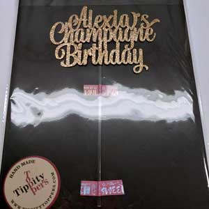 Personalized champagne birthday Cake Topper