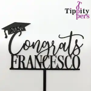 Acrylic Black Satin Cake Topper for university graduate