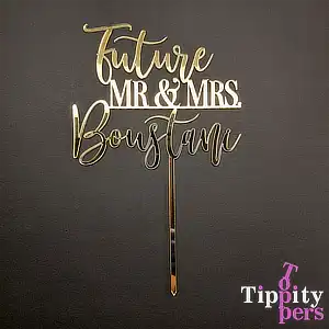 Cake Topper Future Mr & Mrs En Acrylique Personnalisé Pour Gâteau Bridal Shower