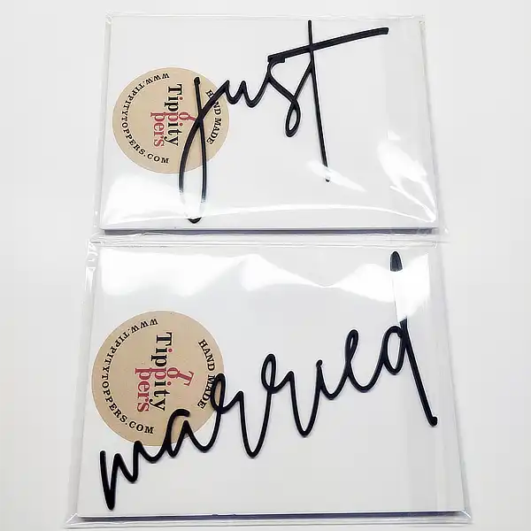 Cake Charms de Mariage Just Married en acrylique Noir Satin