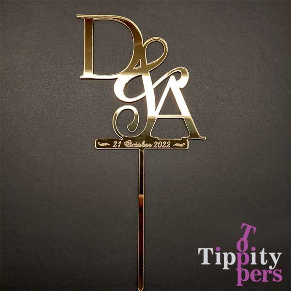 Monograms cake topper for wedding or anniversary