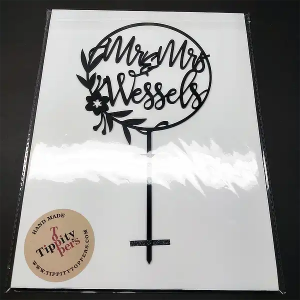 Cake topper de mariage Mr et Mrs en acrylique ou bois personnalisé