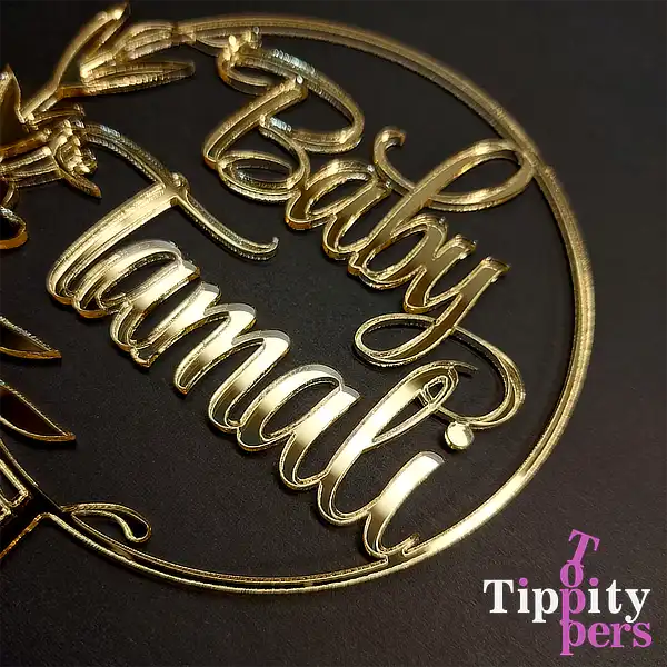 Cake Topper en acrylique Miroir 18K Or pour Baby Shower