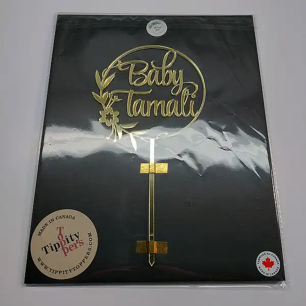 Cake Topper en acrylique Miroir 18K Or pour Baby Shower