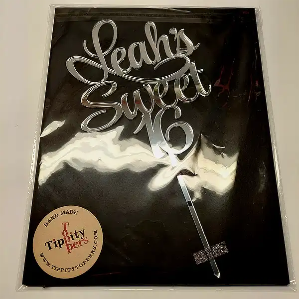 Acrylic Cake topper for sweet sixteen personalized with name