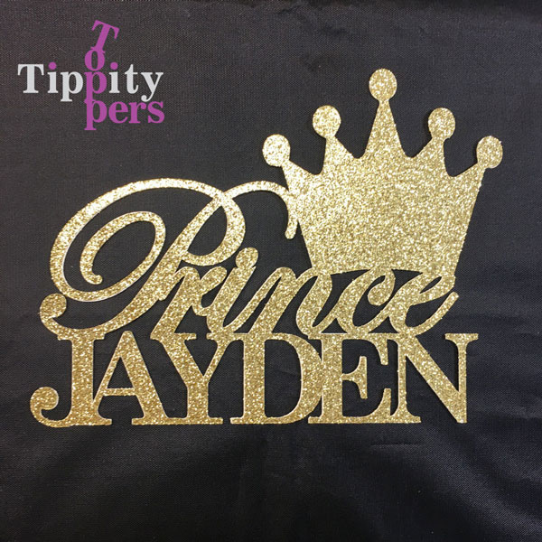 Prince et couronne cake topper comprend le nom