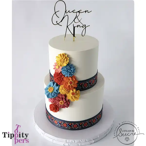 Cake topper de mariage Queen & King en acrylique