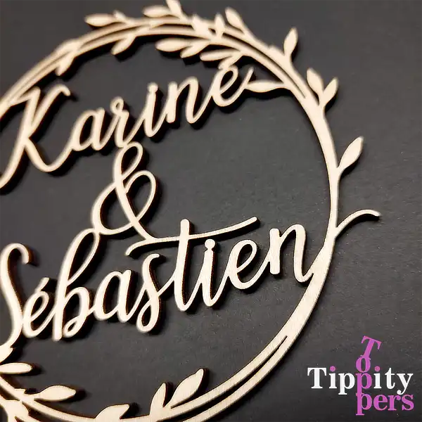 Cake topper rustique de mariage en bois naturel