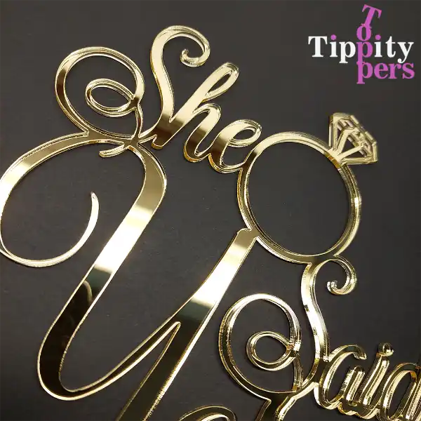 Acrylic Engagement Cake Topper