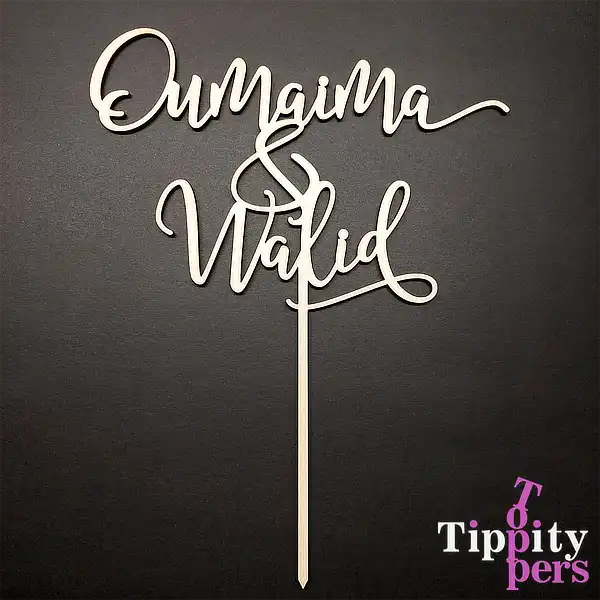 Cake topper de mariage rustique en bois